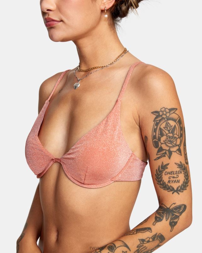 Swim V84B1690 apricot RVCA Women Strata Underwire Bikini Top