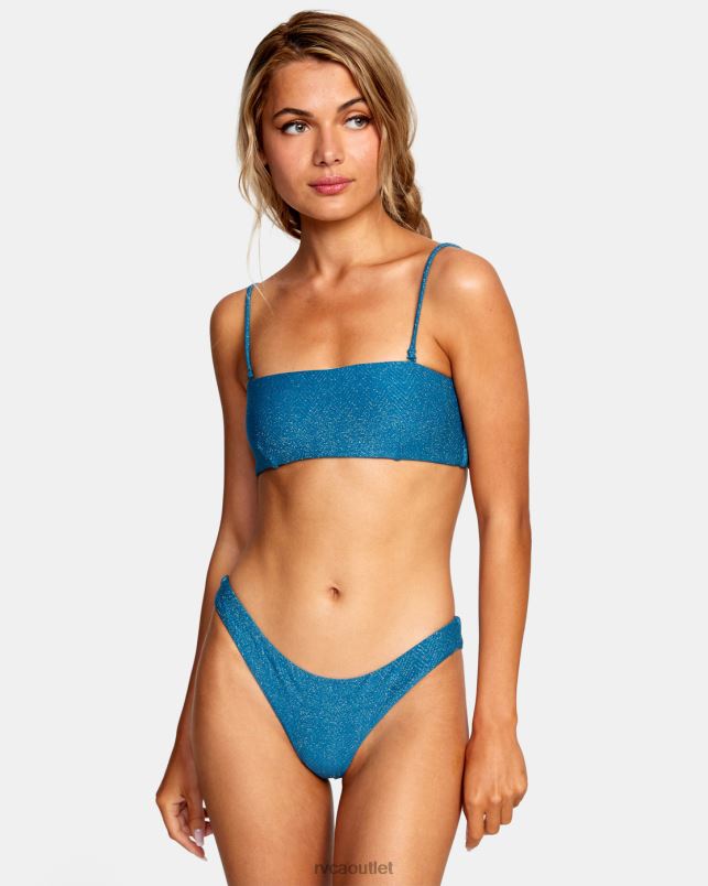 Swim V84B1696 snorkel blue RVCA Women Brightside Bandeau Bikini Top