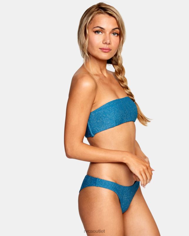 Swim V84B1696 snorkel blue RVCA Women Brightside Bandeau Bikini Top