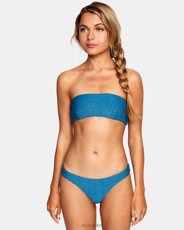 Swim V84B1696 snorkel blue RVCA Women Brightside Bandeau Bikini Top
