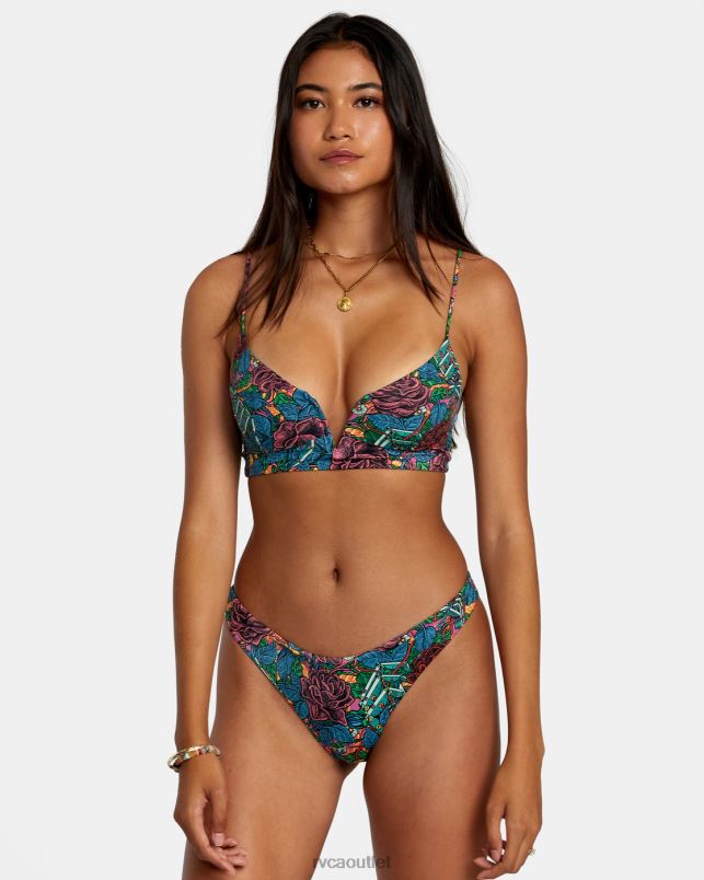 Swim V84B273 multi RVCA Women Ander V-Wire Crop Bikini Top