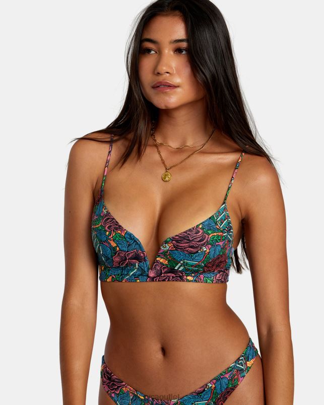 Swim V84B273 multi RVCA Women Ander V-Wire Crop Bikini Top