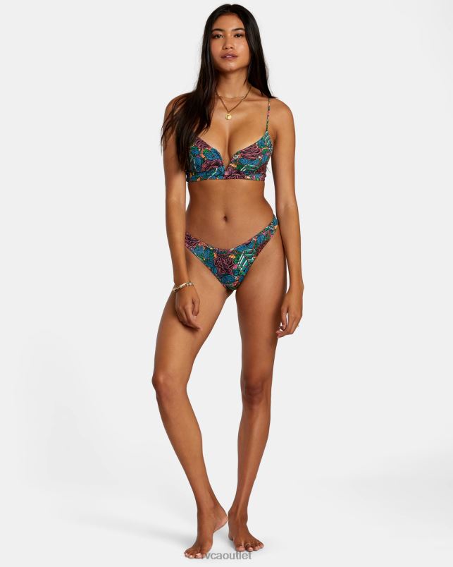 Swim V84B273 multi RVCA Women Ander V-Wire Crop Bikini Top
