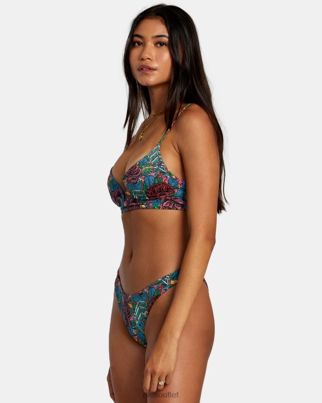 Swim V84B273 multi RVCA Women Ander V-Wire Crop Bikini Top