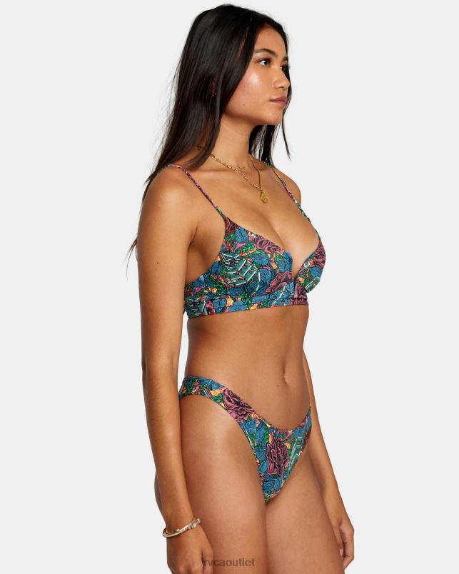 Swim V84B273 multi RVCA Women Ander V-Wire Crop Bikini Top