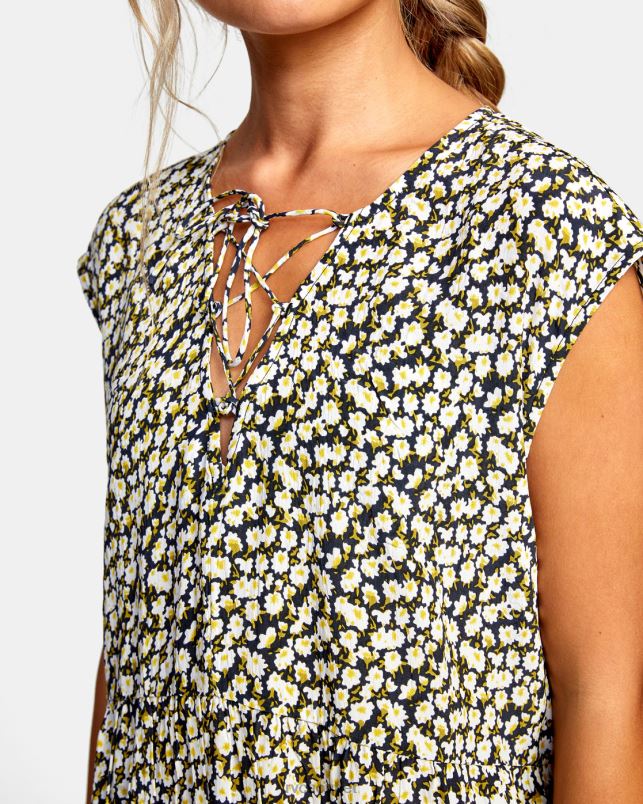 Swim V84B1655 black RVCA Women Shallow Sleeveless Babydoll Dress